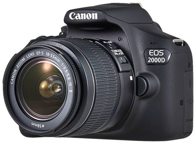 Зеркальный фотоаппарат Canon EOS 2000D (Rebel T7) 25Мп / CMOS / Full HD 30fps / 3Х зум / Wi-Fi / Bluetooth / NFC / Черный + объектив Canon EF-S 18–55 мм f/3.5–5.6 III, фото №1