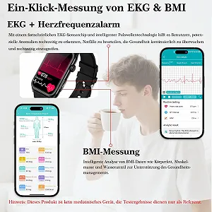 Смарт-часы 2025 ECG/BMI HRV Uric Acid Blood Pressure 1.57 дюйма, монитор здоровья с функцией телефона, 24-часовой монитор сердечного ритма SpO2, монитор сна / апноэ, фитнес-часы, шагомер Smartband для iOS synthetic.ua - Фото 1