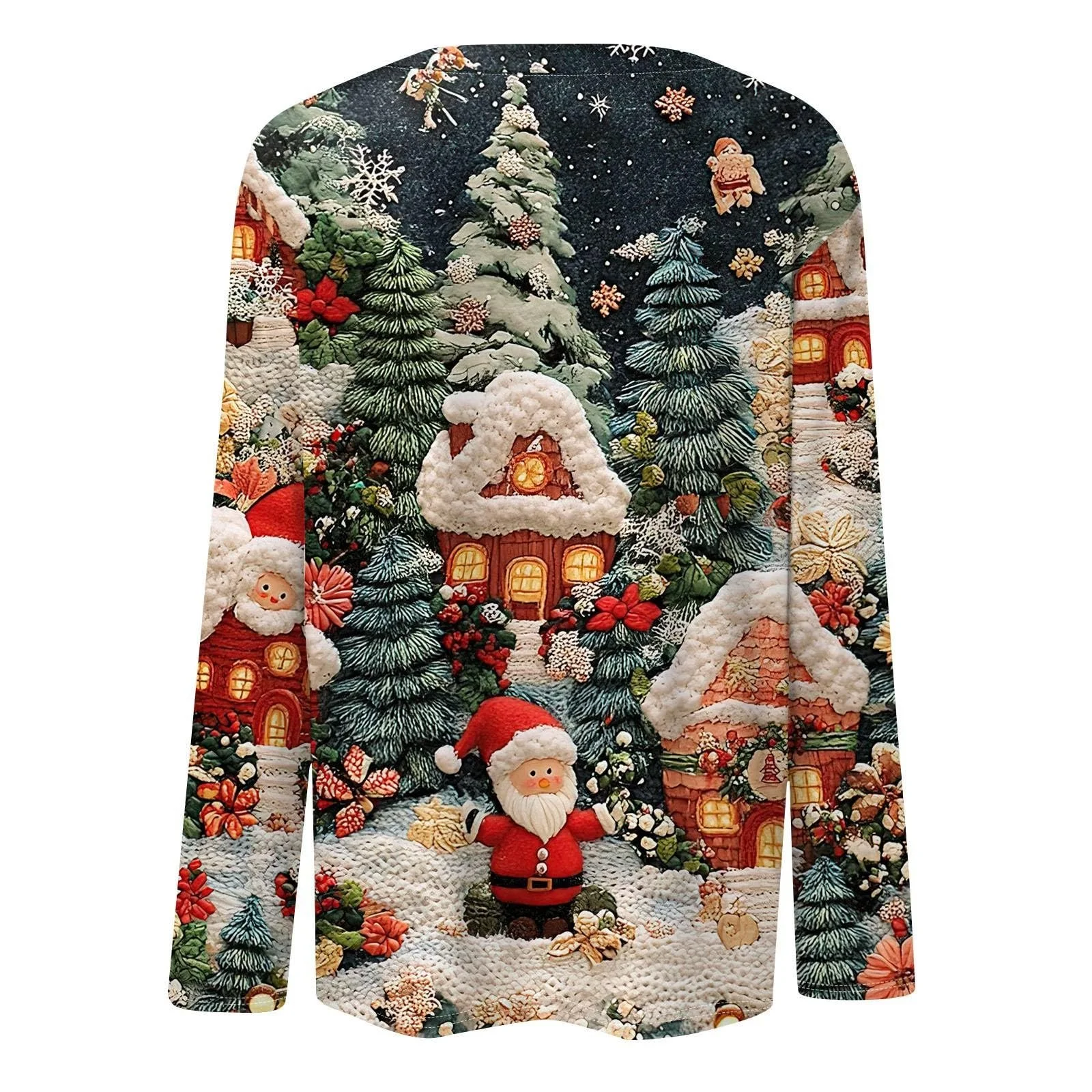 Рождественский джемпер Женский рождественский свитшот с круглым вырезом и длинными рукавами, смешная рождественская футболка с принтом елки, праздничный графический пуловер, фото №4