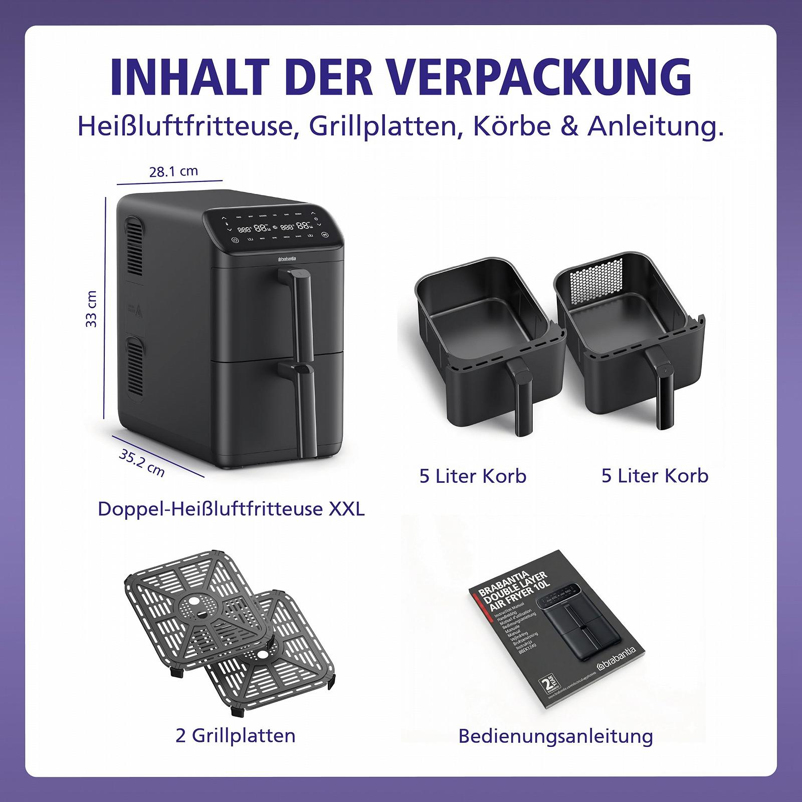 Мультипечь Brabantia Double Stack XXL BBEK1240 10 л 2 чаши 2700 Вт Black, фото №10 Мультипечь Brabantia Double Stack XXL BBEK1240 10 л 2 чаши 2700 Вт Black, фото №10