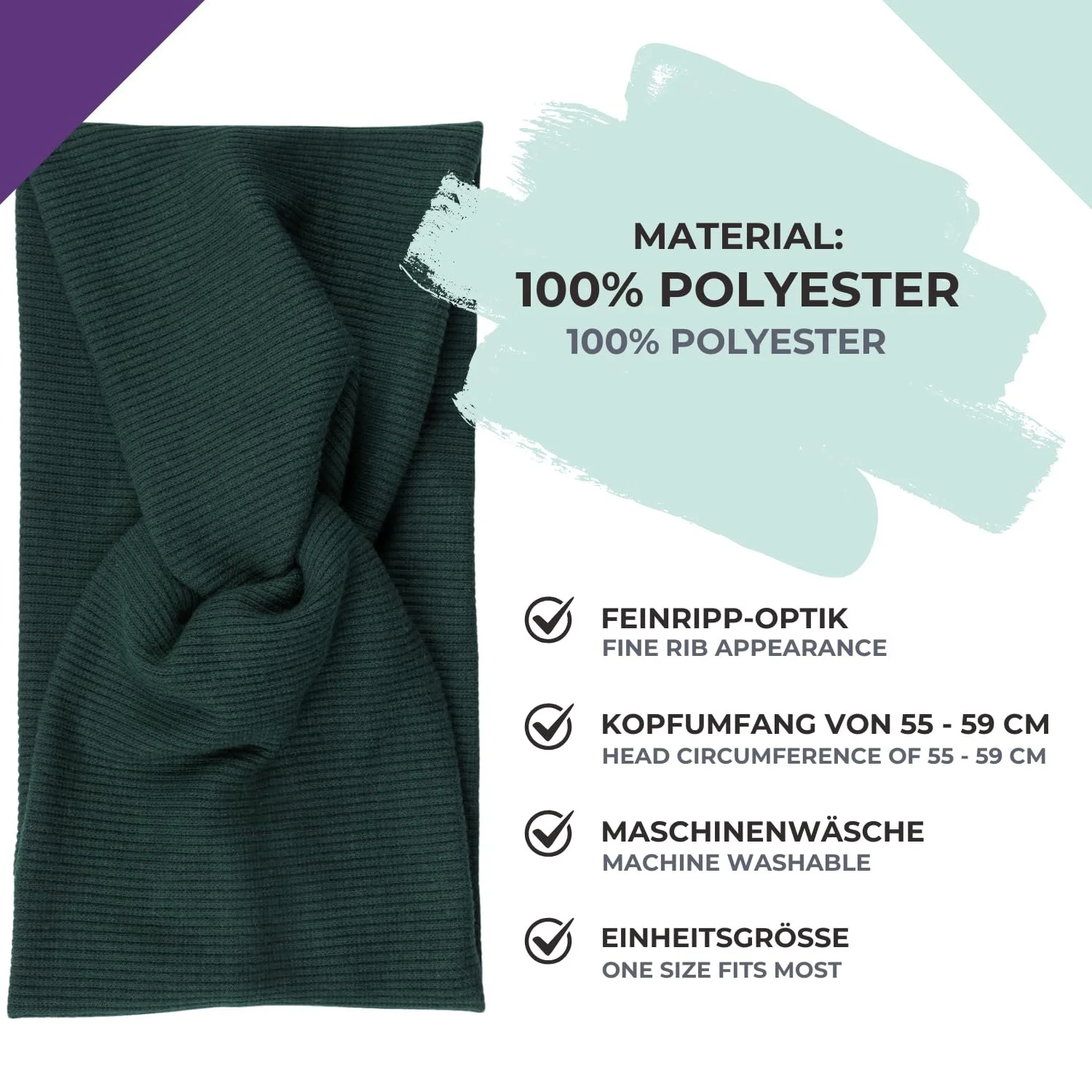 Пов'язка на голову в рубчик з бантом styleBREAKER 04026009, жіноча, фото №5