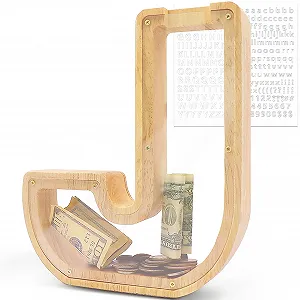 Скарбничка дерев'яна у формі літери J Прозора 23 x 4 x 23 см персоналізована - Фото 1