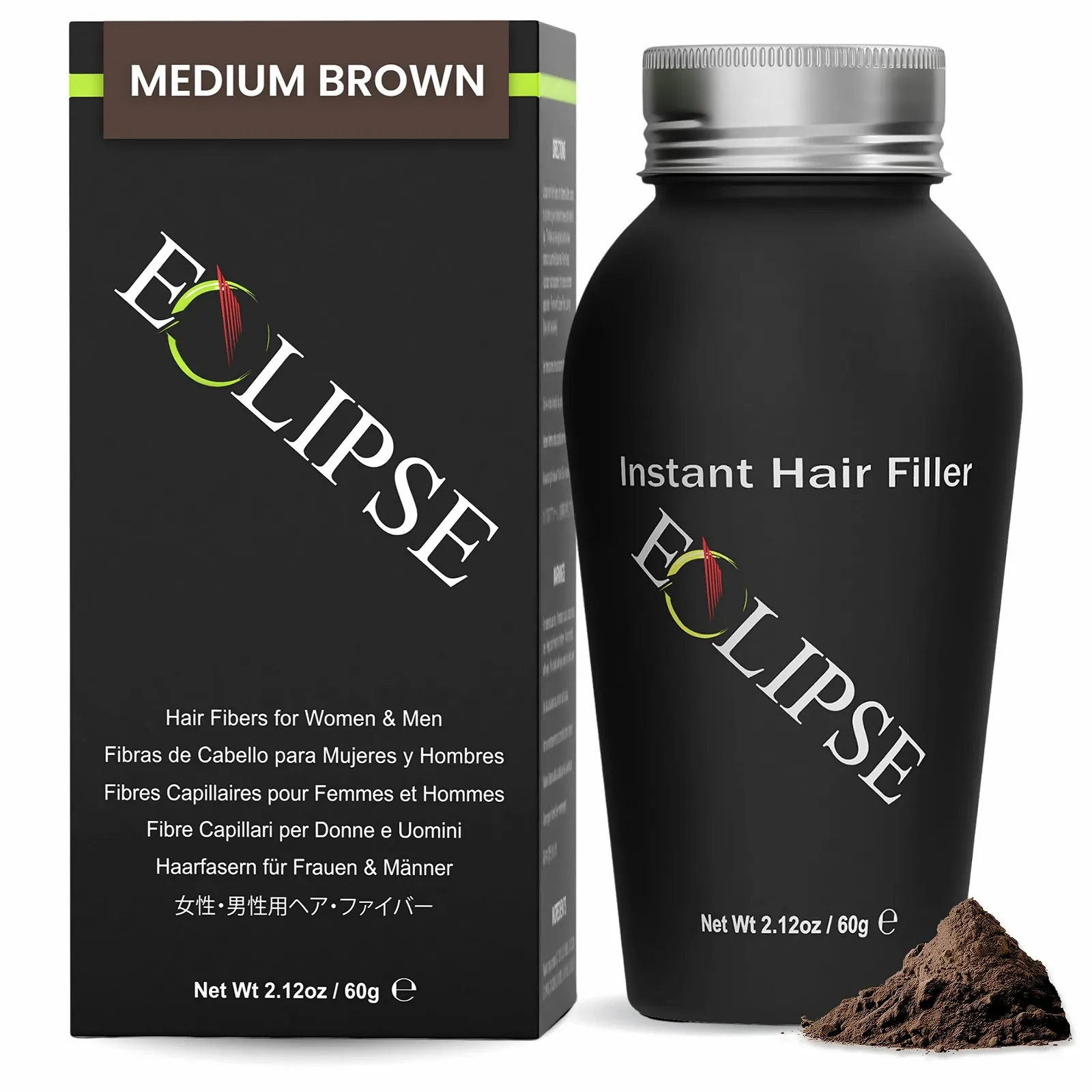 Волокна для волосся Eclipse для стоншення волосся Середньо-коричневий - 60 г, фото №1