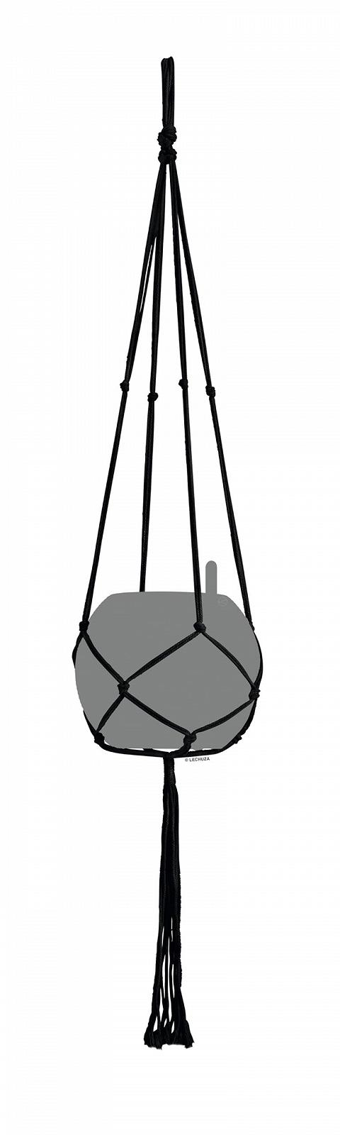 Подвесное кашпо макраме Lechuza Cotton Pure 120 100% хлопок черное 13899, фото №1