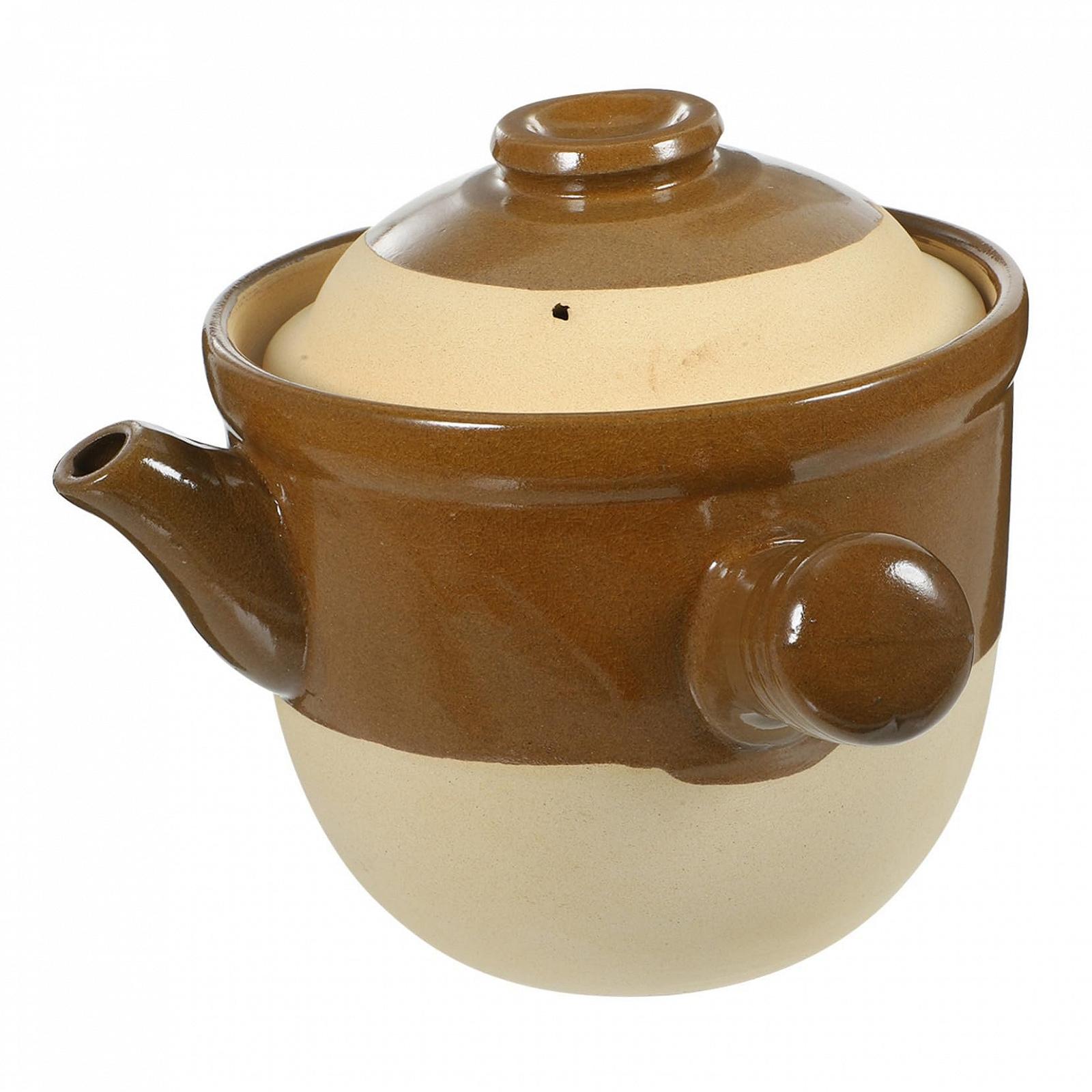 Горшок керамический термостойкий для приготовления лекарств с крышкой 2 литра, фото №1