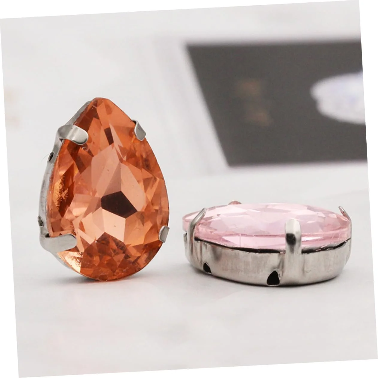 Хрустальные стразы Lurrose Каплевидные в оправе, 150 шт, смешанные цвета, фото №3