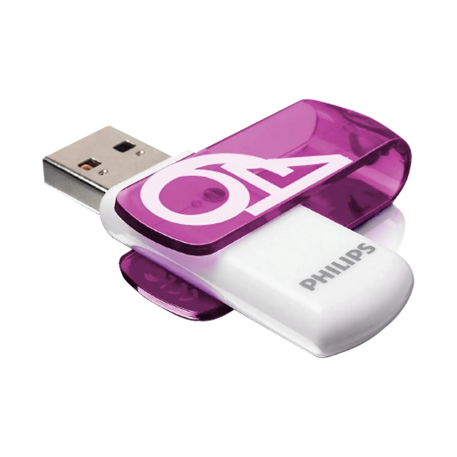 USB-накопичувач Philips Vivid Edition 64 ГБ High Speed 2.0 Swivel Cap White/Purple, фото №1