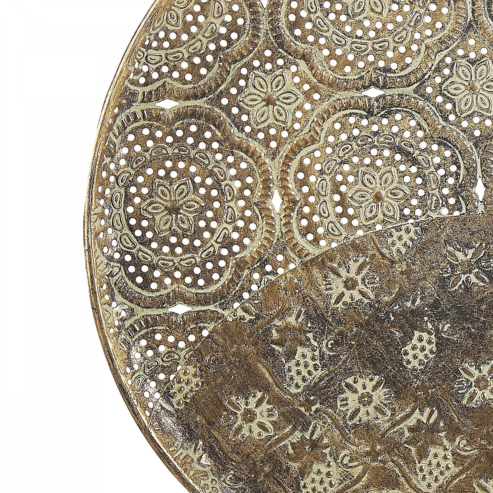 Декоративний піднос круглий металевий золотий в стилі Гламур Kitnos для вітальні та кухні, фото №5