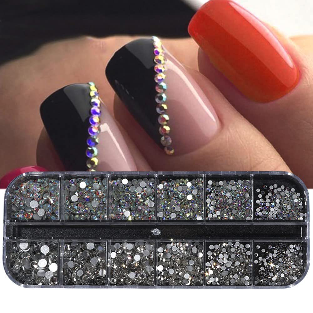 Стразы для ногтей круглые плоские AB смешанные кристаллы для ногтей для DIY рукоделия, фото №2