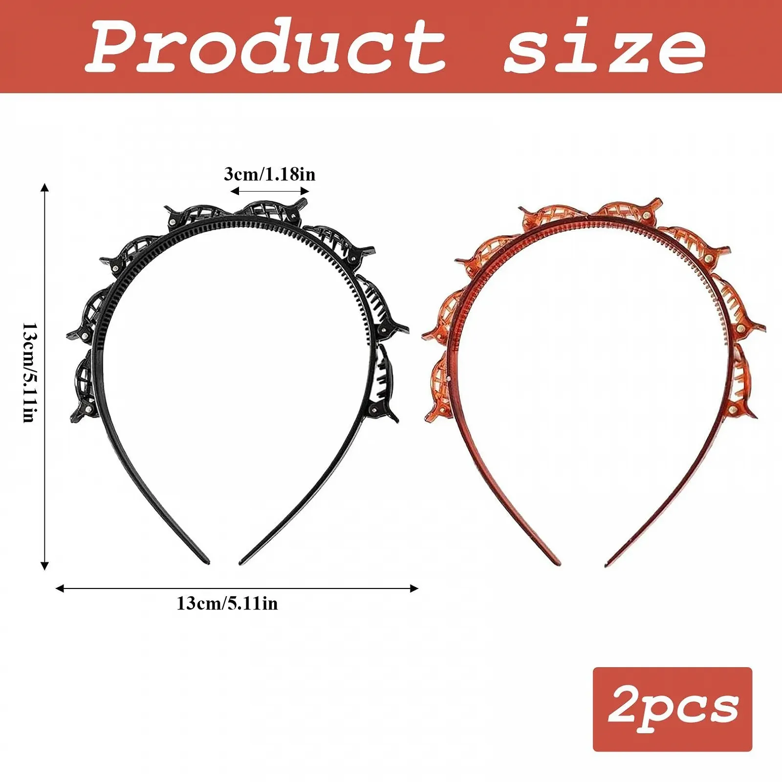 Набір з обручів для волосся з затискачами, фото №2