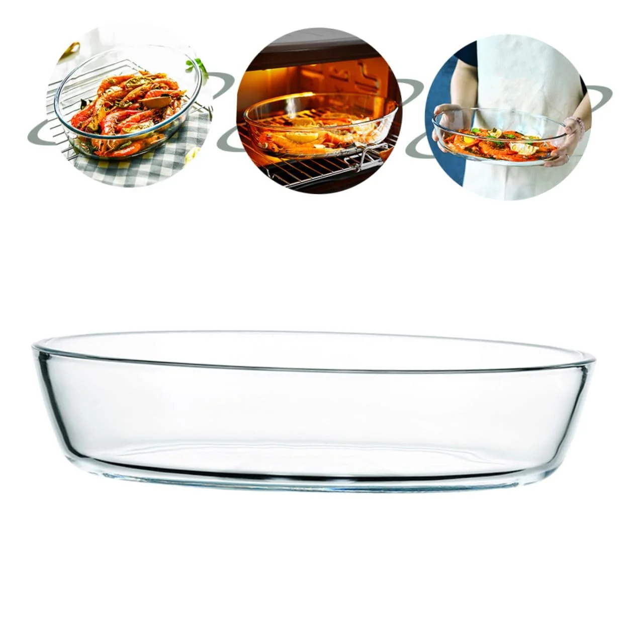 Форма для запікання скляна овальна для мікрохвильової печі, фото №7