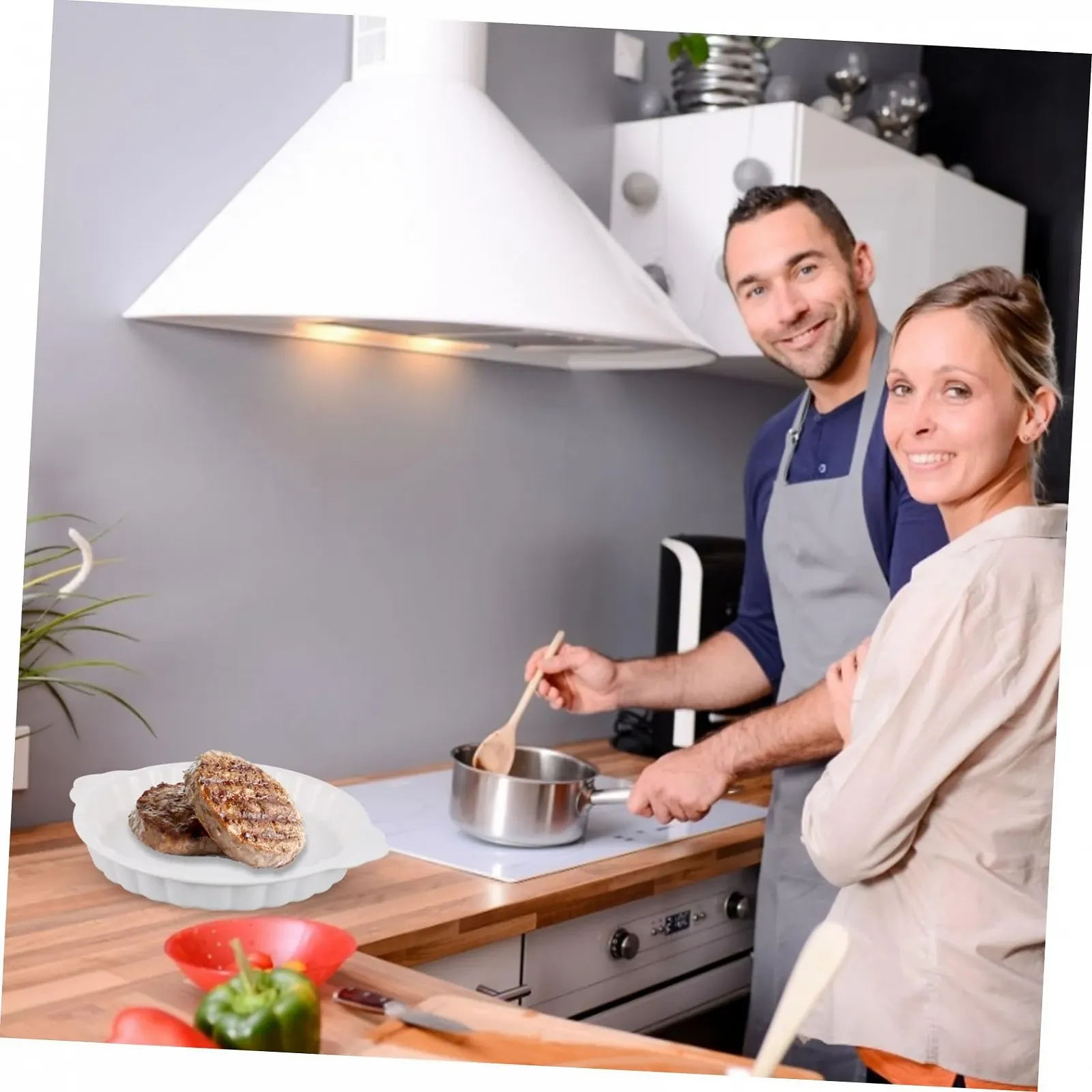 Форма для запікання Кругла керамічна жаростійка з подвійними ручками Біла, фото №9