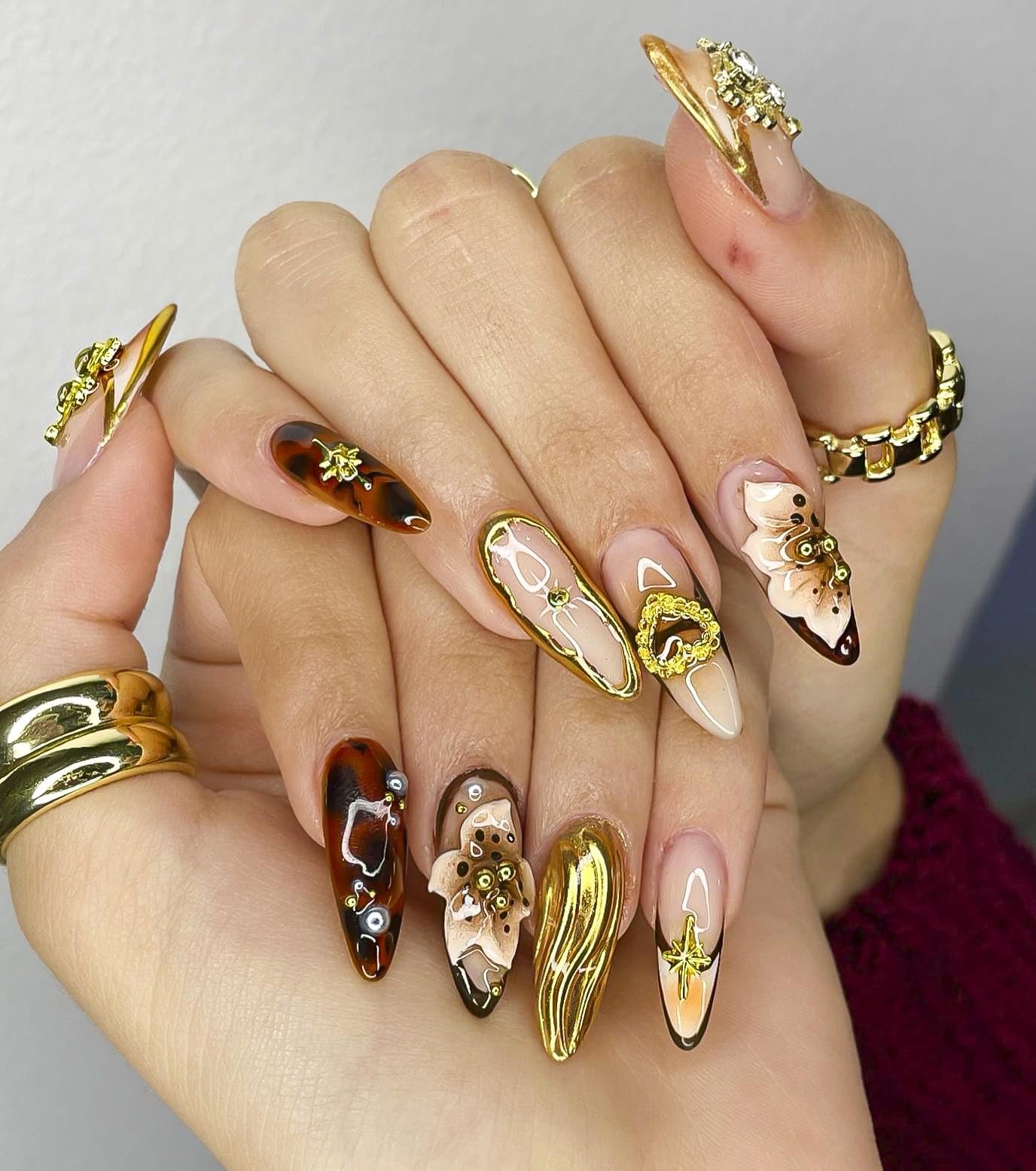 Зірка Золотий Срібний, 3D сплав, Місяць, Стрази, П'ятикутна зірка, Блискітки, фото №2