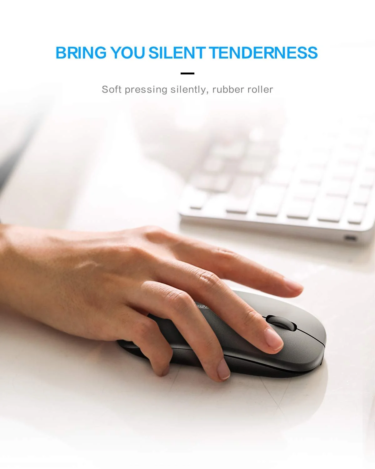 Мышь Inphic беспроводная аккумуляторная Ultra Slim 2.4G Тихая беспроводная оптическая компьютерная мышь 1600 DPI с USB-приемником Черный, фото №5 Мышь Inphic беспроводная аккумуляторная Ultra Slim 2.4G Тихая беспроводная оптическая компьютерная мышь 1600 DPI с USB-приемником Черный, фото №5