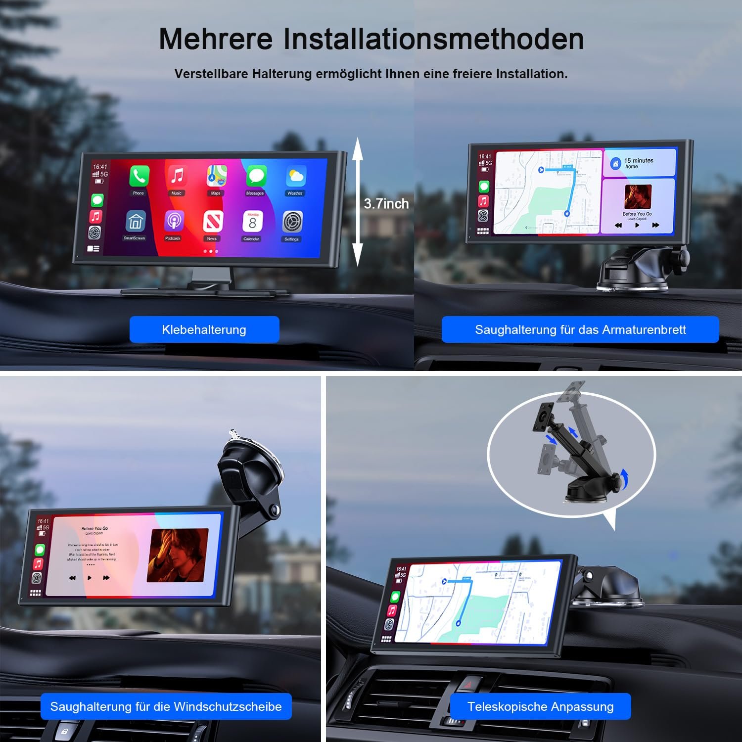 Автомобильный дисплей Avylet 9.26 дюймов Wireless Carplay для Apple Carplay & Android Car, Портативное автомобильное радио Carplay с камерой заднего вида IP67, OTA обновления, GPS навигация, Bluetooth 5.0, Mirror Link, FM/AUX, фото №7