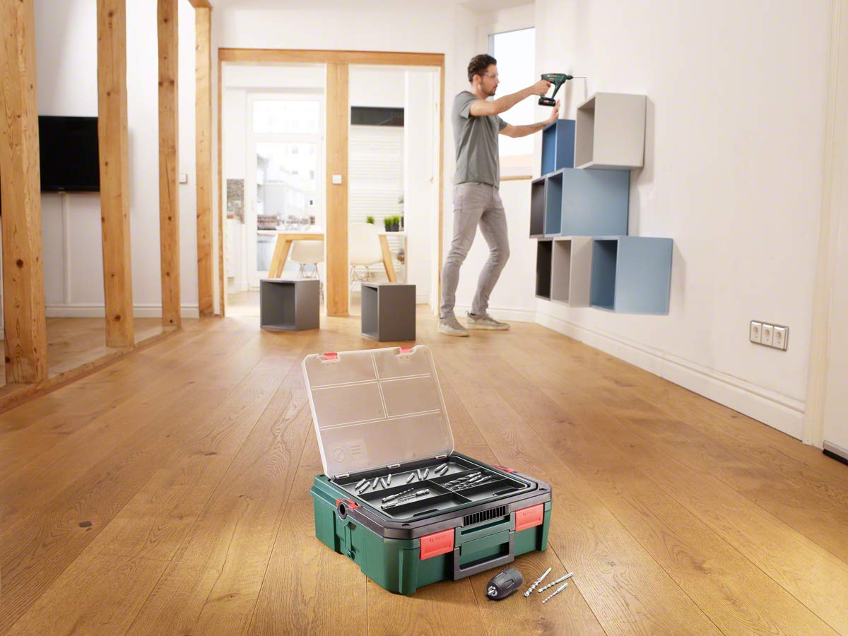 Перфоратор Bosch Home and Garden Uneo Maxx 060395230K Аккумуляторный 2 батареи 18 В 19-элементный набор аксессуаров в SystemBox, фото №5