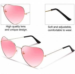 Сонцезахисні окуляри у формі серця KOMUNJ, 2 пари, ретро стиль, золота оправа synthetic.ua - Фото 1