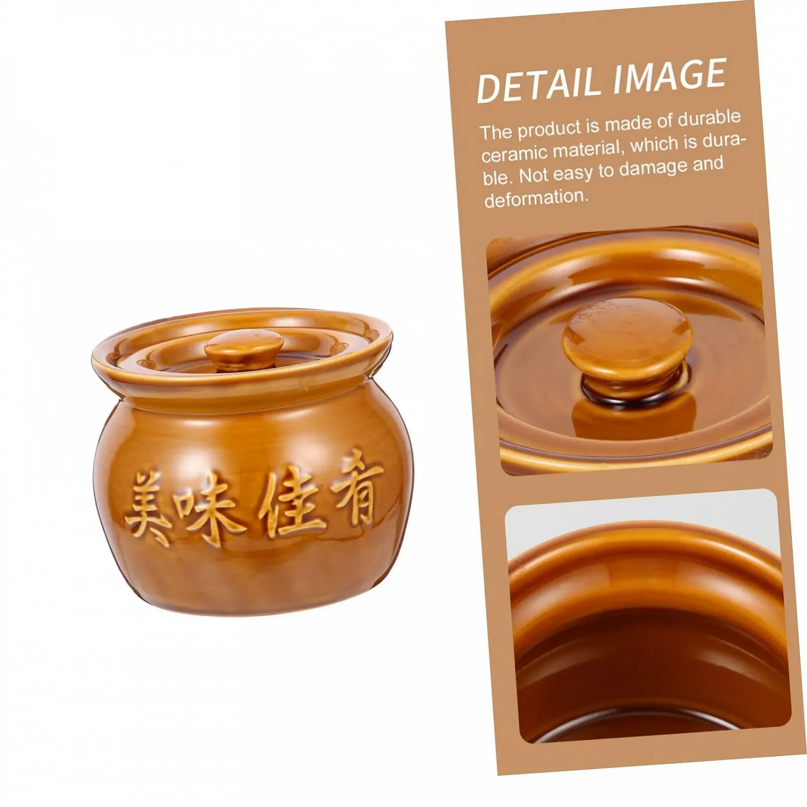 Горщик для запікання Ciieeo керамічний 400 мл з кришкою термоізоляційний, фото №4