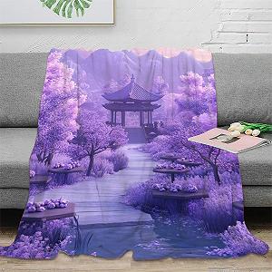 Покривало Мікрофібра М'який Пурпурне Квіткове Поле 100 x 130 см synthetic.ua - Фото 1