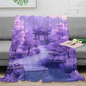 Покривало Мікрофібра М'який Пурпурне Квіткове Поле 100 x 130 см synthetic.ua - Фото 1