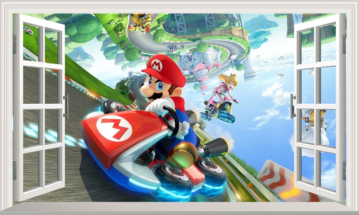 Наклейка на стіну Super Mario Brothers Kart V701 Magic Window 1000 x 600 мм велика, фото №1