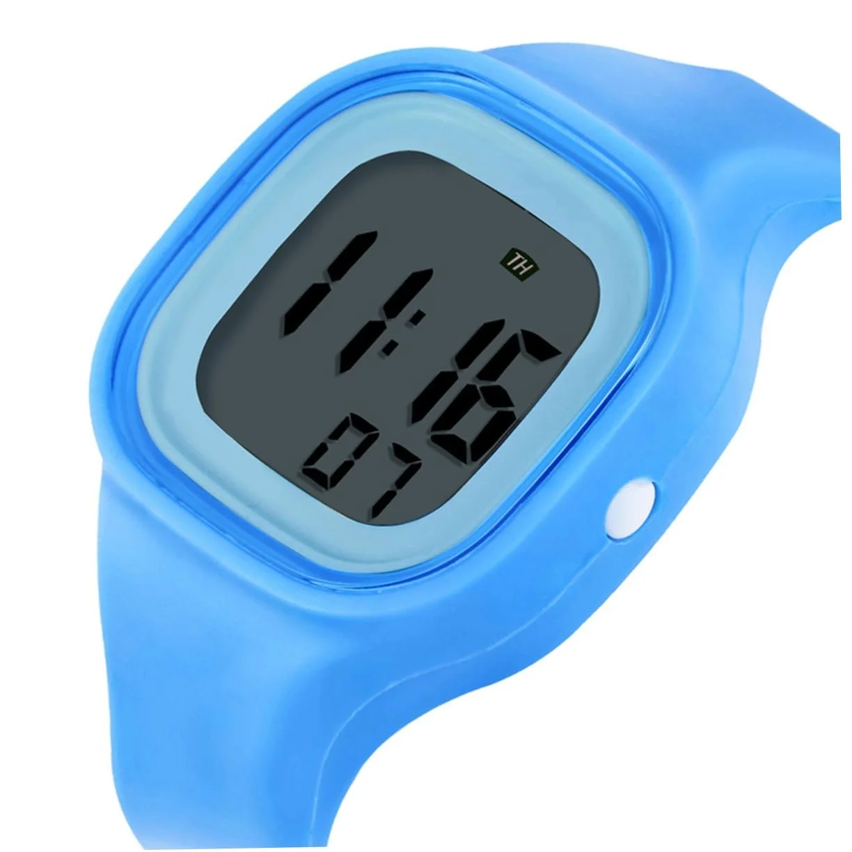 Цифровые часы Healvian Водонепроницаемые Разноцветные Ночные Силиконовые с Множеством Функций Синий, фото №4