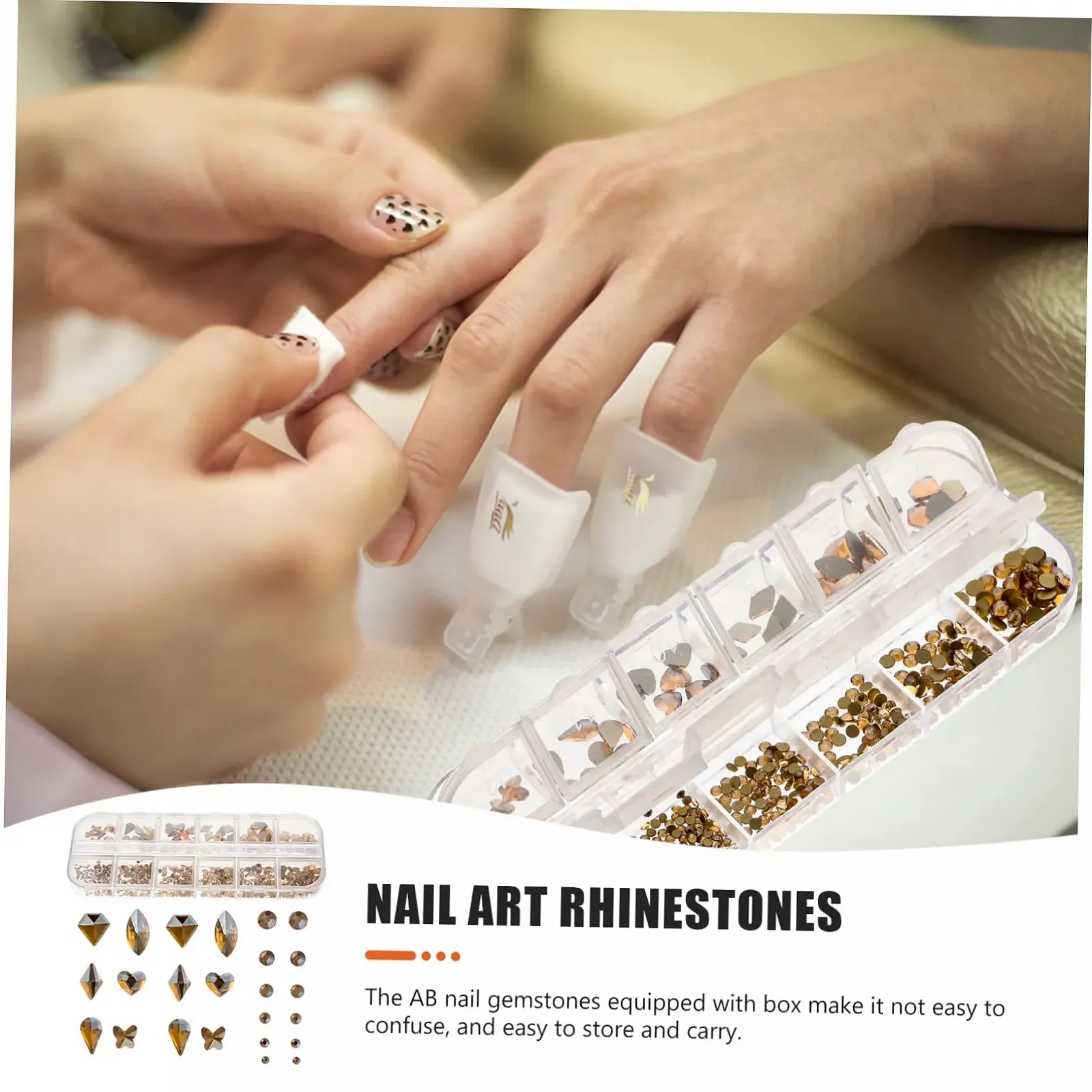 Стразы для ногтей WOONEKY, 12 отделений, украшения для маникюра с плоским основанием, фото №8