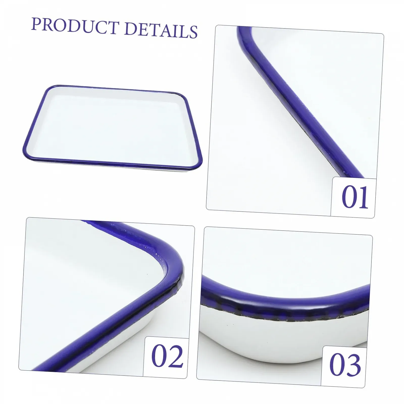 Противень OUNONA эмалированный термостойкий прямоугольный белый, фото №7