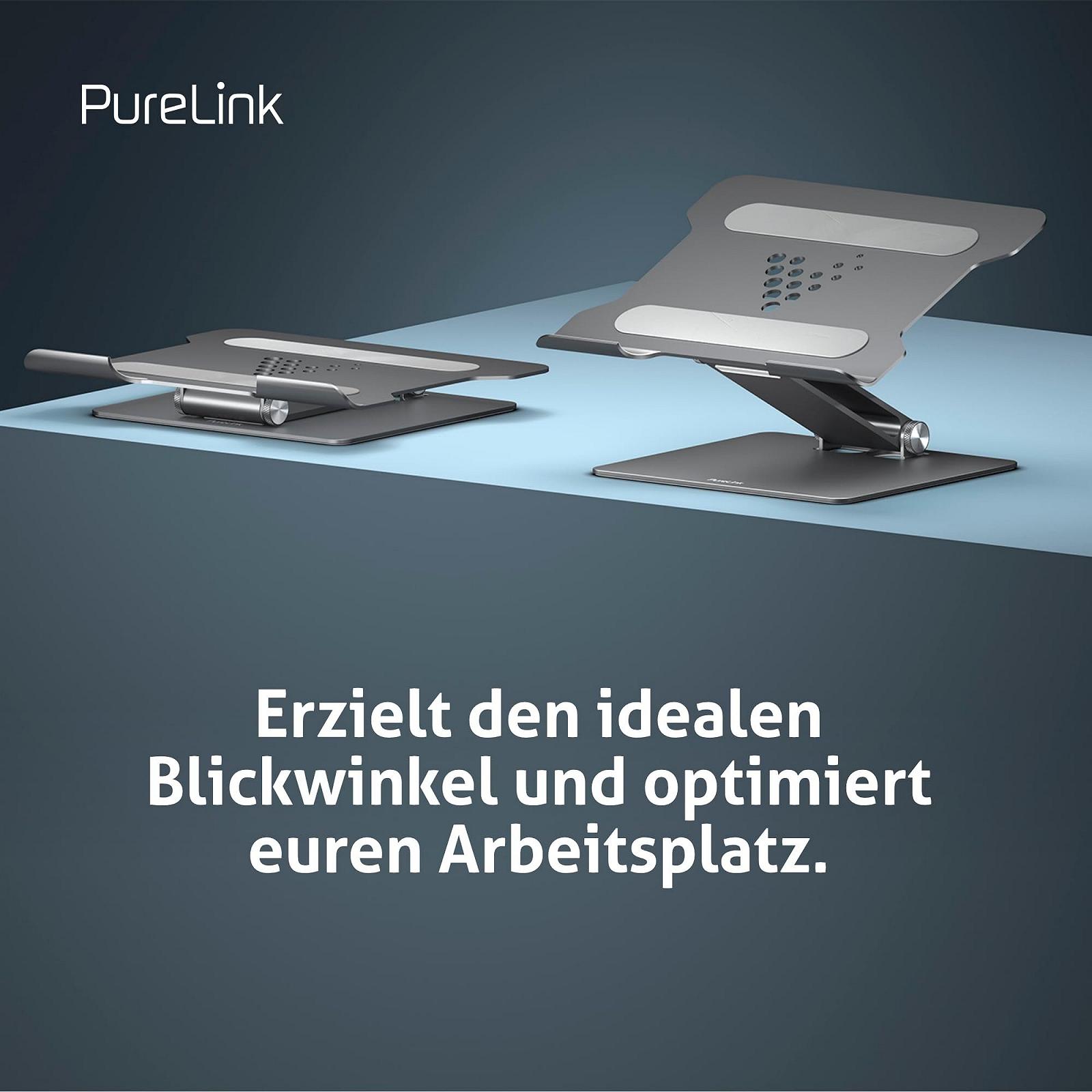 Регулируемая по высоте подставка для ноутбука PureLink Vuelogic, эргономичная подставка для ноутбука для столов, домашнего офиса, алюминиевая подставка для ноутбука с нескользящими накладками и охлаждением/вентиляцией, космический серый, фото №6