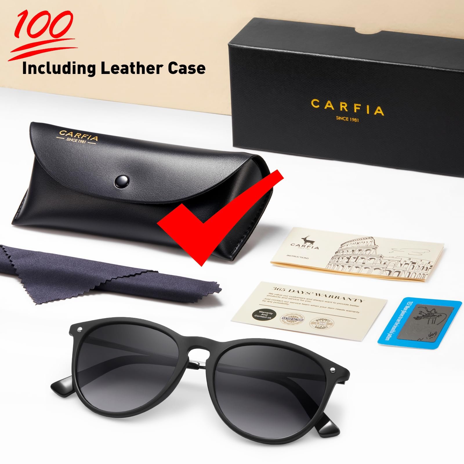 Вінтажні Поляризовані Сонцезахисні Окуляри Carfia для Чоловіків/Жінок, Фільтр Синього Світла, Захист UV400, Ультралегка Оправа, фото №6