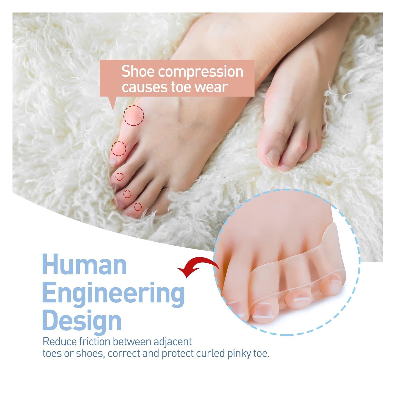 Роздільник для пальців прозорий силіконовий гелевий коректор для зняття болю три отвори, фото №5