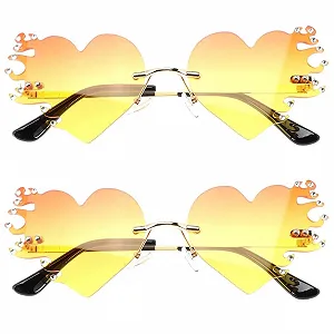 Сонцезахисні окуляри У формі полум'я, Набір 2 шт, Метал, помаранчевий - Фото 1