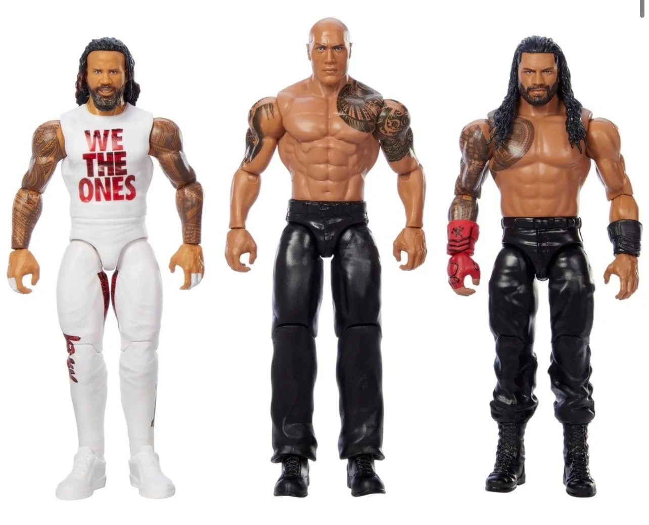 Набір фігурок Mattel WWE Main Event Jimmy Uso The Rock Roman Reigns 3 шт., фото №3