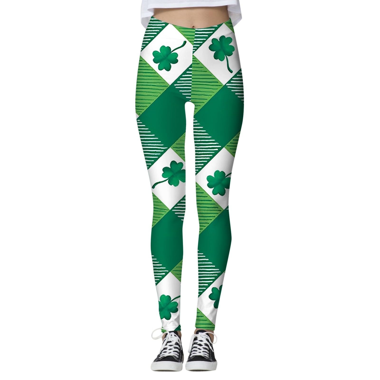 Легінси Фітнесні St Patrick's Day Irish Green Shamrock Floral Для жінок з високою посадкою, зручні Для бігу, кольорові колготки, еластичні костюми Для йоги, жіночі колготки, фото №2