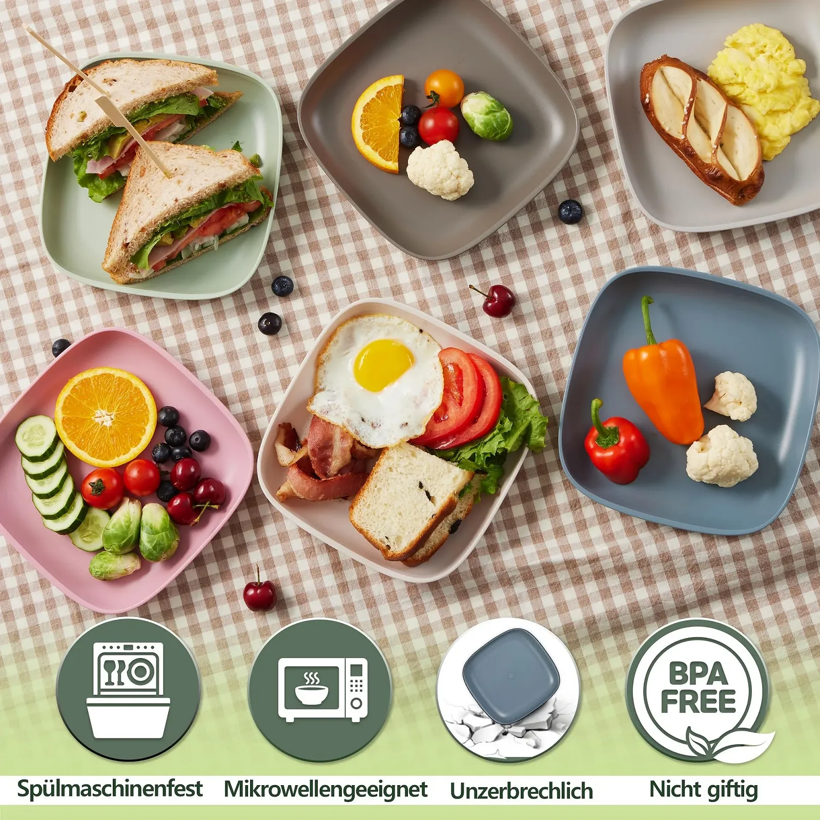 Дитячі тарілки ZUCKERROHR Набір 5 штук (20 см) Сірий Рожевий, фото №4