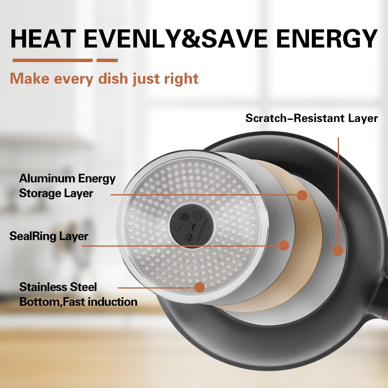 Вок Kordisen Induction, 30 см, с крышкой, литой алюминий, покрытие под камень, для всех плит, без PFOA, черный, фото №5 Вок Kordisen Induction, 30 см, с крышкой, литой алюминий, покрытие под камень, для всех плит, без PFOA, черный, фото №5