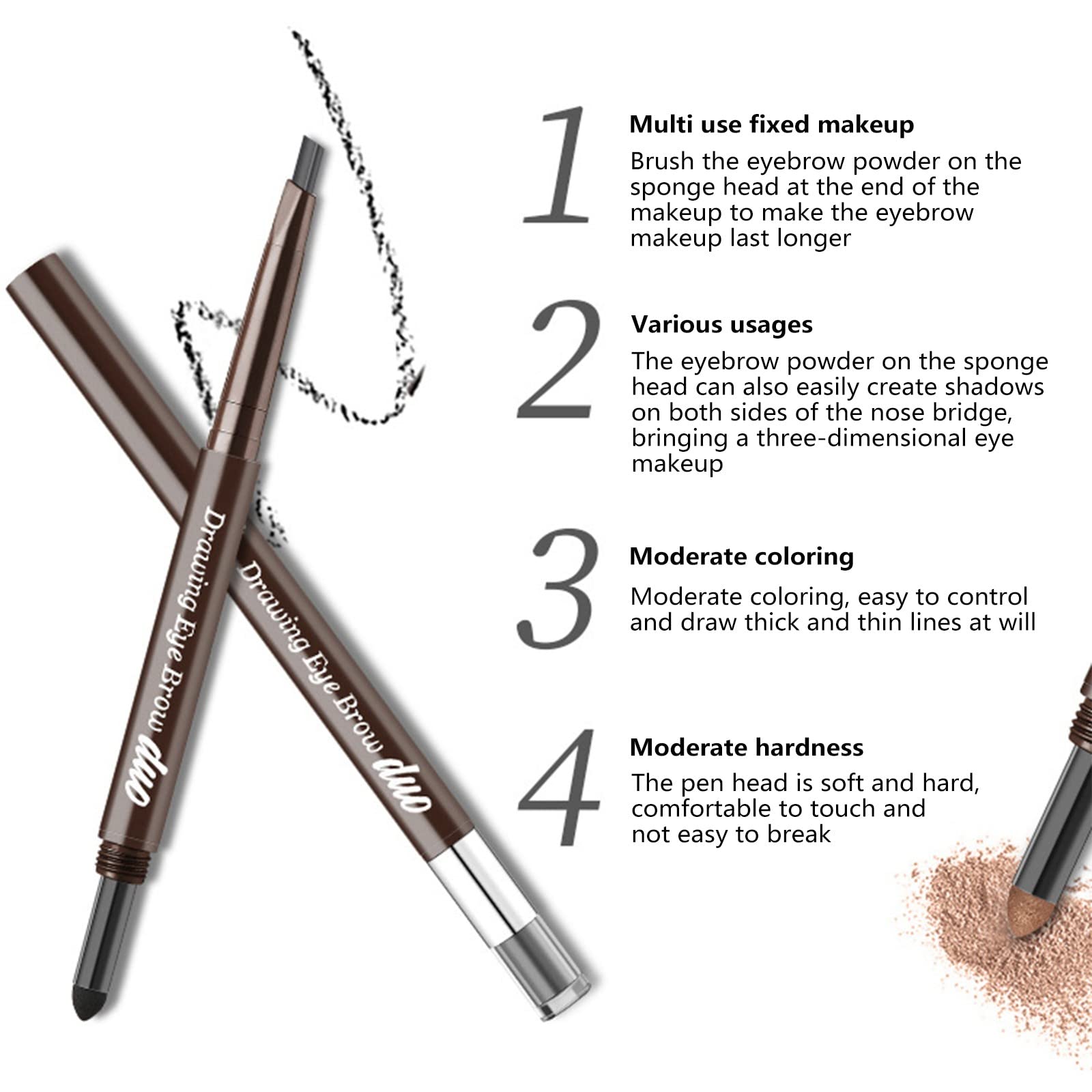 Гель для фиксации бровей и Пудра для бровей Два в одном Водостойкий Автоматическое вращение Набор для всех типов кожи Трафарет (D Один размер), фото №4