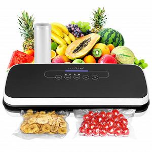 Вакуумный упаковщик NutriChef, для еды, Sous Vide, набор для запайки фольги, включая винный запайщик, вакуумный шланг для всасывания воздуха, 5 вакуумных пакетов и 1 вакуумный рулон для запайки - Фото 1