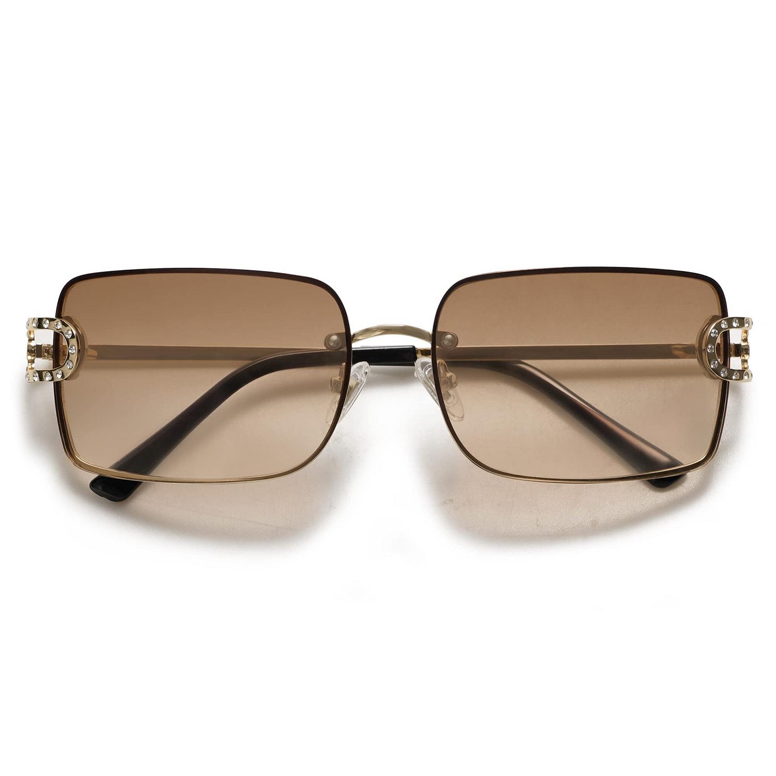 Сонцезахисні окуляри Без оправи Sojos Ретро Квадратні Прямокутні Металеві, фото №6