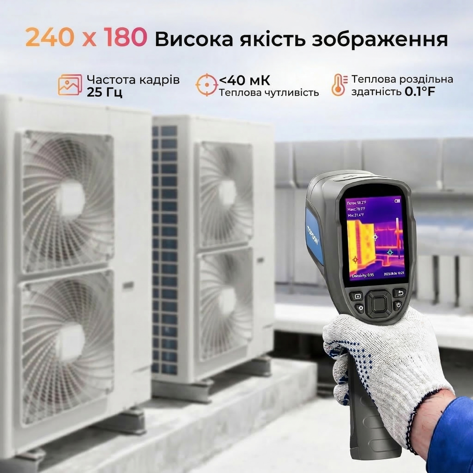 Тепловізійна камера TOPDON TC004 Lite 240 х 180 40mk 25Hz Чорна, фото №2