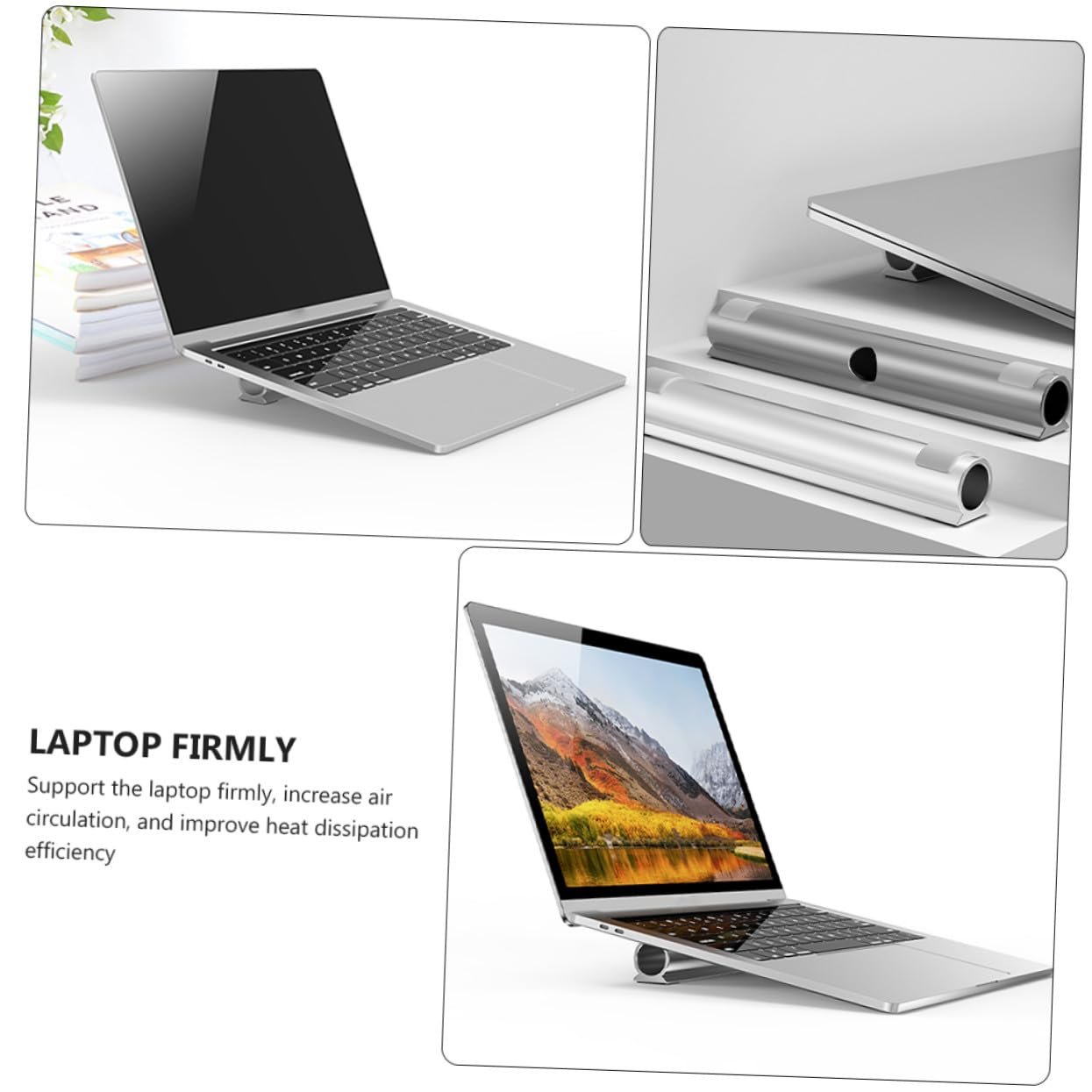 Подставка для ноутбука алюминиевая LALAFINA с держателем для кабеля, приподнятая подставка для лучшего рассеивания тепла, эргономичный дизайн для стола и кровати, практичный органайзер для кабеля ноутбука, фото №5