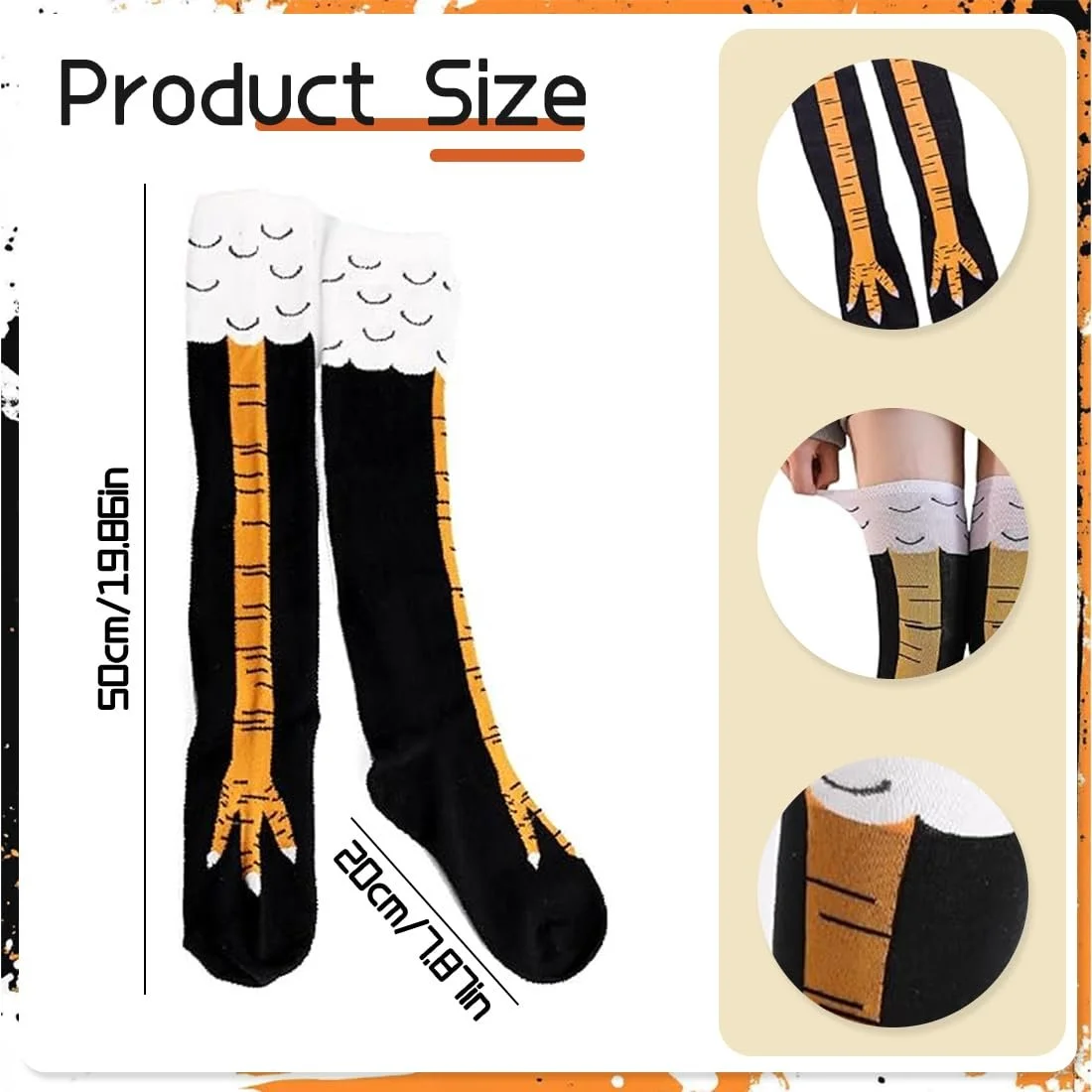 Чулки Куриные лапки Веселые забавные носки Куриные носки Мультяшные зимние теплые вязаные чулки выше колена, фото №2