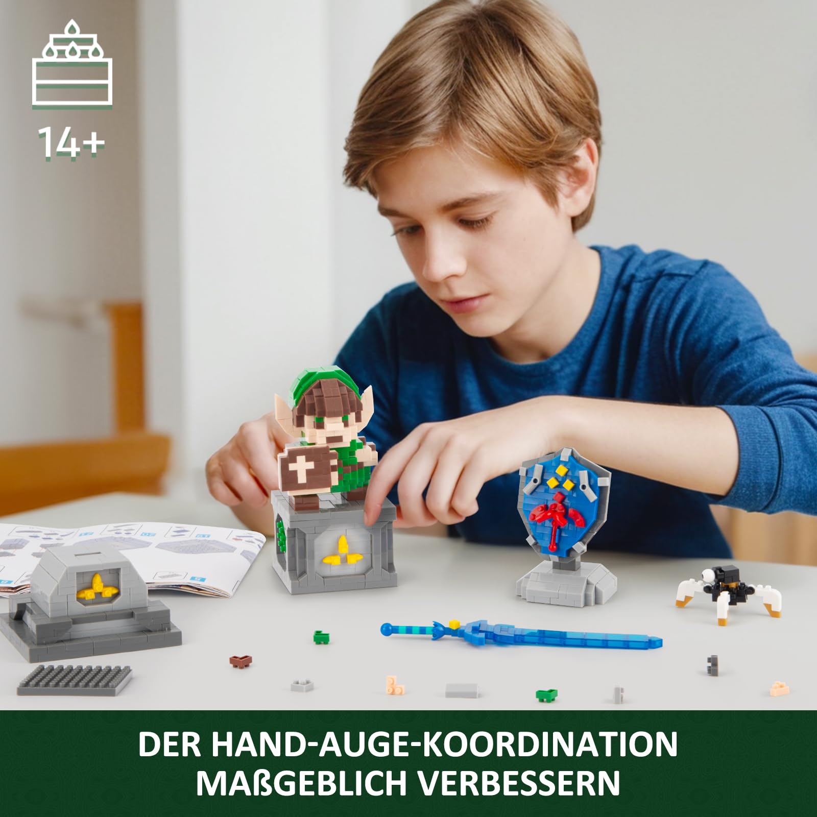 Набор Finger Rock Micro Building Blocks Kit 4 in 1 BOTW Master Sword and Hylian Shield Model Pack of 1200, фото №4