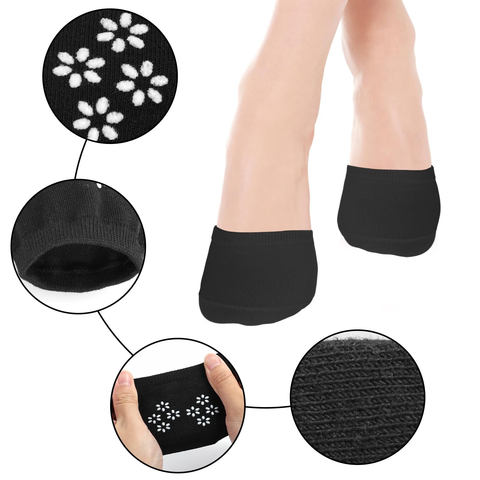 Носки-следки Женские Летние Невидимые с носками для пальцев Черный, Белый и телесный, 9 пар, фото №3