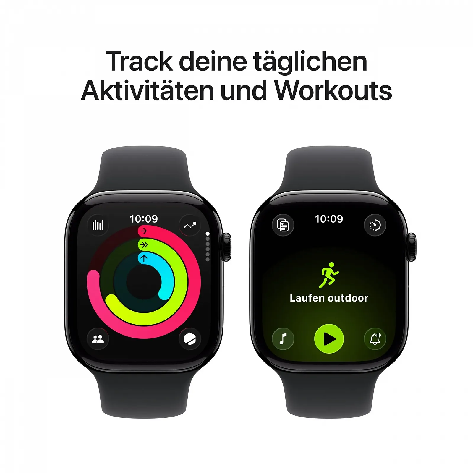 Apple Watch Series 11 GPS + Cellular 46 мм Смарт-часы с алюминиевым корпусом цвета бриллиантовый черный и спортивным ремешком черного цвета (M/L), фото №3