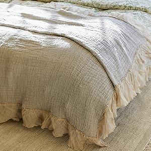 Покривало Loberon Картатий Сірий Льон synthetic.ua - Фото 1