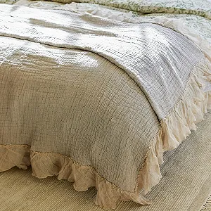 Покрывало Loberon Клетчатый Серый Лён synthetic.ua - Фото 1