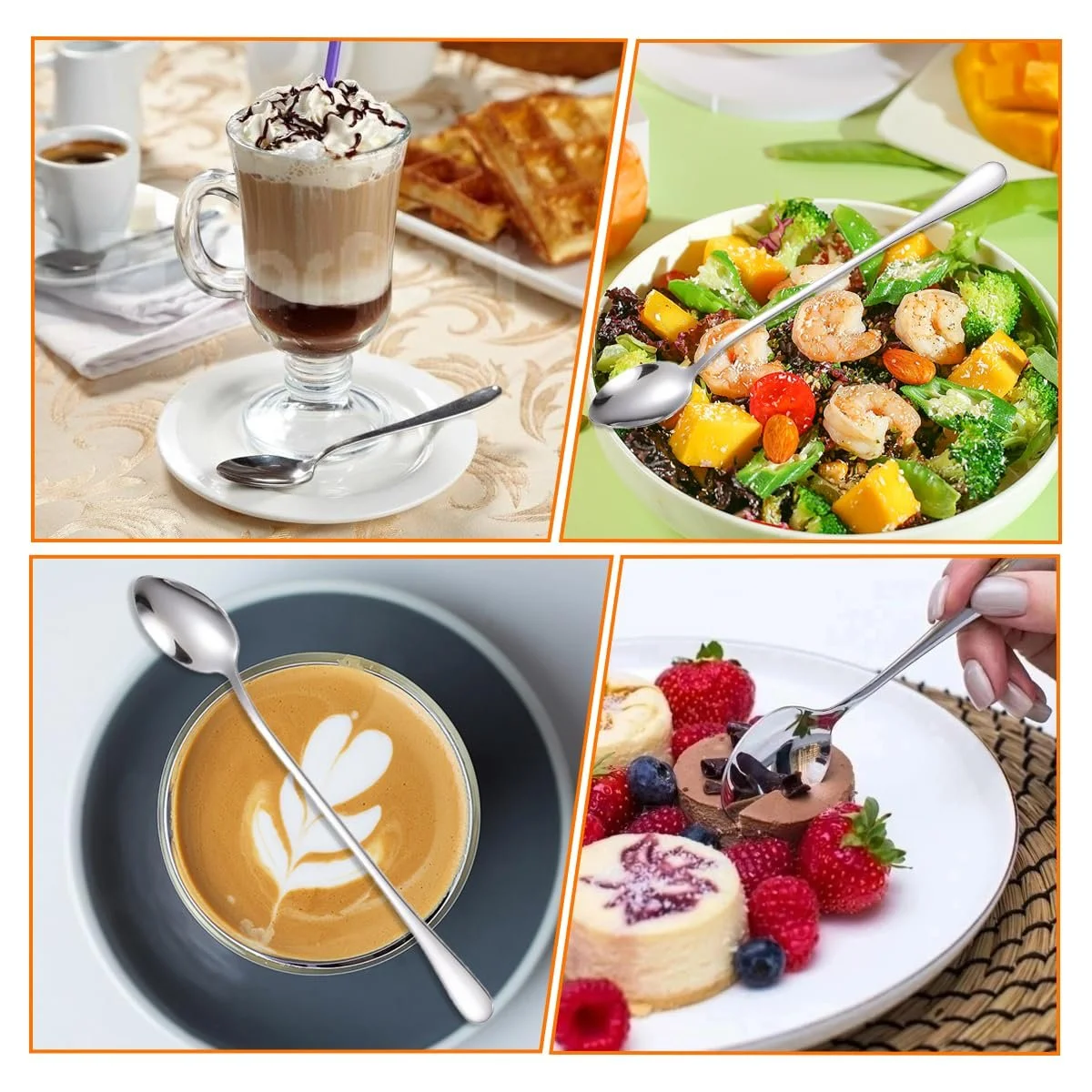 Ложка для лате макіато з нержавіючої сталі, 20 шт, 20 см, полірована, фото №6