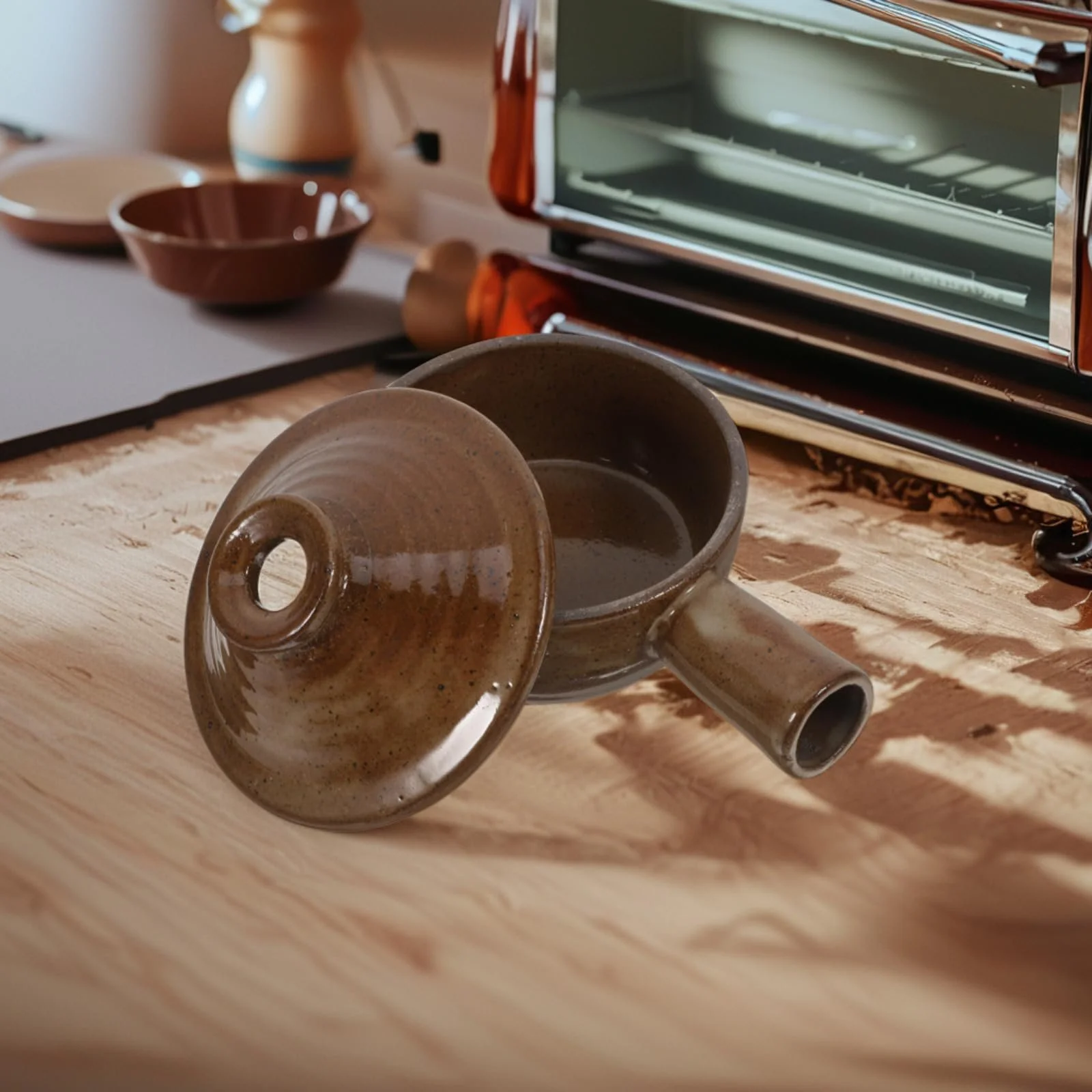 Кастрюля LALAFINA керамическая с крышкой антипригарная жаростойкая с одной ручкой для супа и запеканок для микроволновой печи, фото №6