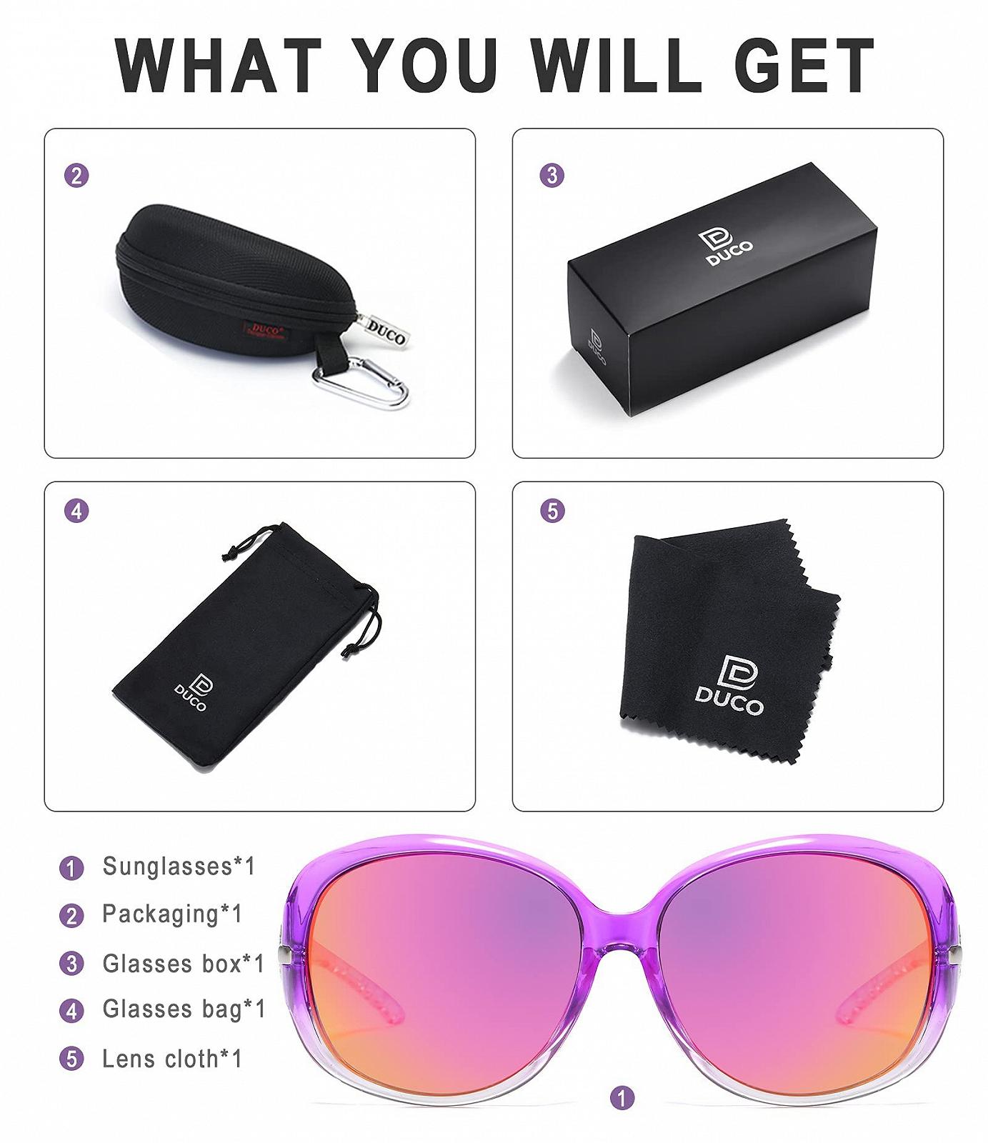 Винтажные очки DUCO для женщин Ретро-очки с защитой UV400 Классическая оправа Дизайнерский стиль 6214, фото №6